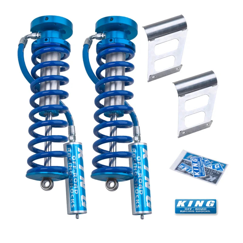 King Shocks 2005+ Ford F-250/F-350 4WD Front 2.5 Dia Remote Reservoir Coilover Conversion (Pair) - Side View