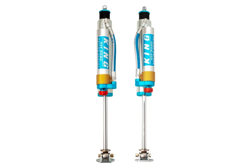 King Shocks 97-06 Jeep Wrangler TJ Front 2.5 Dia Piggy Hose Res Shock 3-5in Lift w/Adjuster (Pair) - Side View