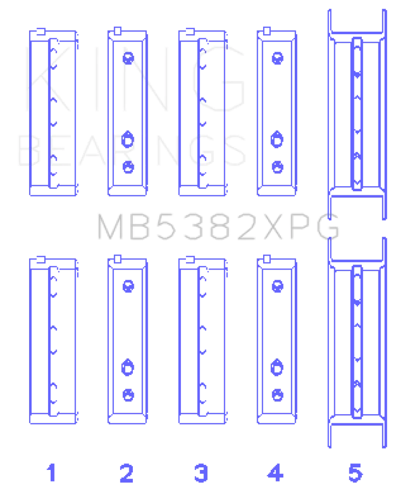 King Subaru EJ20/EJ22/EJ25 (For Thrust in #5 Position) Tri-Metal Perf Main Bearing Set - Size +0.5mm - Main Product View