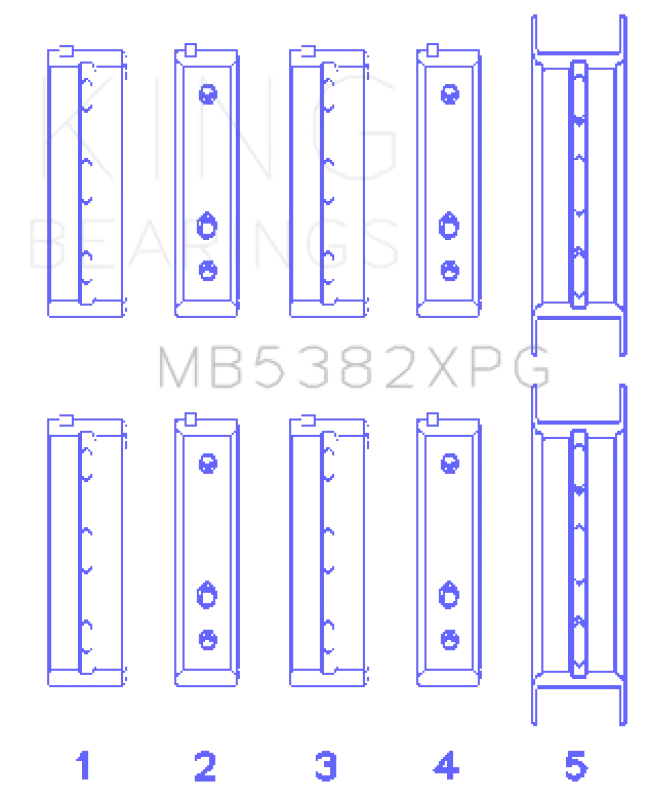 King Subaru EJ20/EJ22/EJ25 (Thrust in #5 Position) Tri-Metal Perf Main Bearing Set - Size +0.25mm - Main Product View
