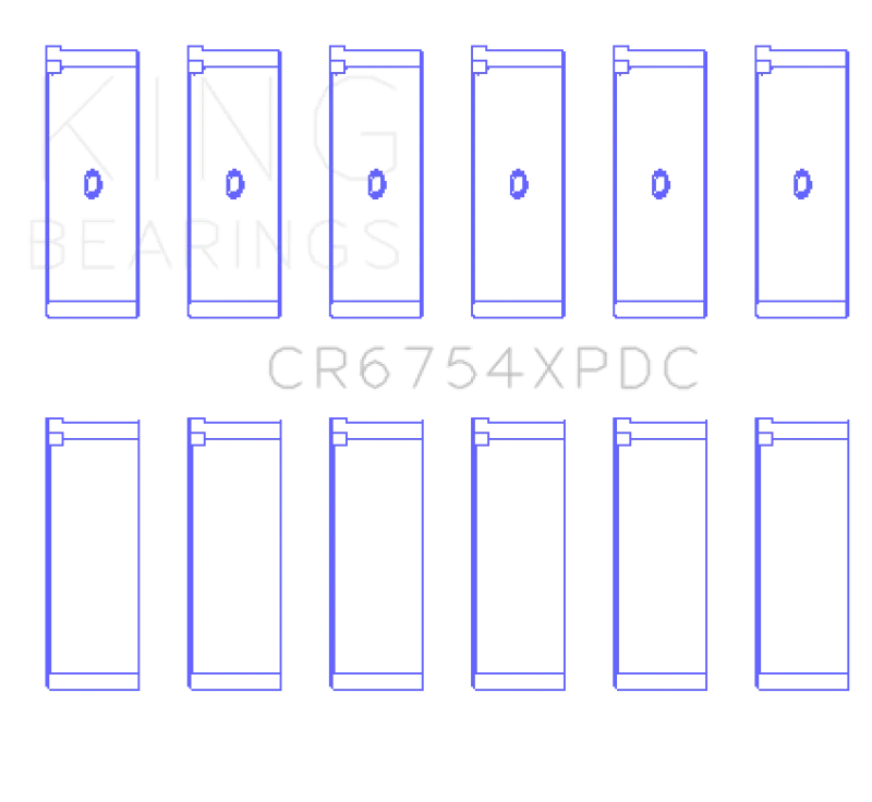 King Toyota 2JZGE 2JZGTE 24v (Size STDX - Predoweled for Alum Rods) Coated Perf Rod Bearing Set - Detail View
