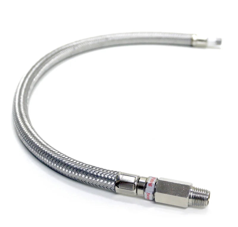 Kleinn 18In Stainless Steel Braided Leader Hose w/ Check Valve-1/4In M NPT Inlet/ 1/4In M NPT Outlet - Main Product View