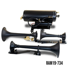 Load image into Gallery viewer, Kleinn Air Horns 19-24 RAM 1500 Direct Fit Train Horn &amp; Onboard Air System - Side View