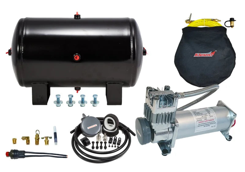 Kleinn Air System w/ 150 PSI Waterproof/ 100 Percent Duty Cycle Air Compressor / 5.0 gal Air Tank - Side View