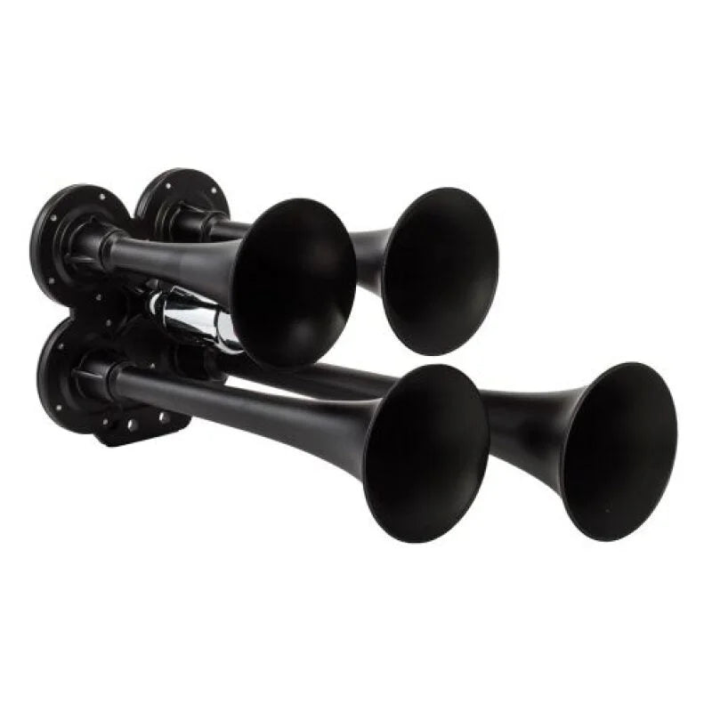 Kleinn Black Quad Horn/ 12.5In/10In/7.5In/6In - XCR2.0 Coated Zinc Alloy - Side View