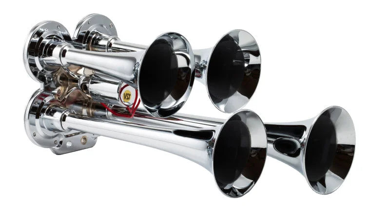 Kleinn Chrome Quad Horn/ 12.5In/10In/7.5In/6In - Chrome-Plated Zinc Alloy - Side View