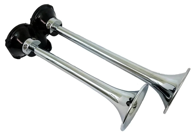 Kleinn Chrome Roof Mount Dual Horn/ 13.5In/11.5In - Chrome-Plated Spun Copper - Main Product View