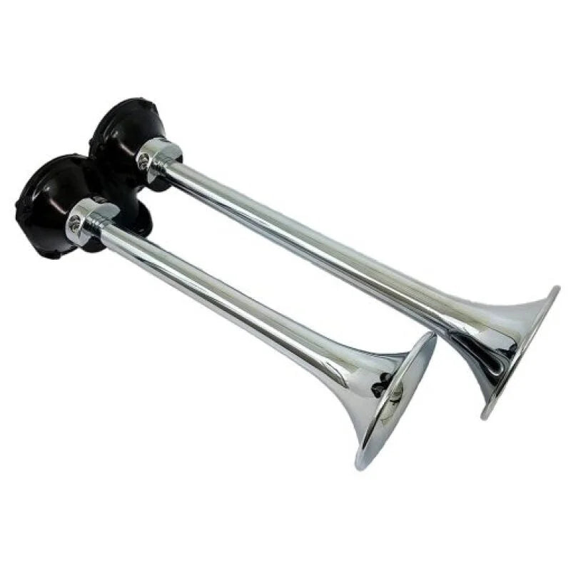 Kleinn Chrome Roof Mount Dual Horn/ 13.5In/11.5In - Chrome-Plated Spun Copper - Side View