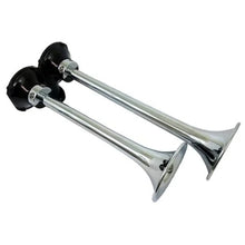 Load image into Gallery viewer, Kleinn Chrome Roof Mount Dual Horn/ 13.5In/11.5In - Chrome-Plated Spun Copper - Side View