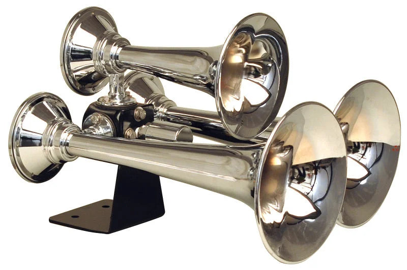 Kleinn Chrome Triple Horn/ 13.5In/11.75In/8.5In - Chrome-Plated Spun Copper - Side View
