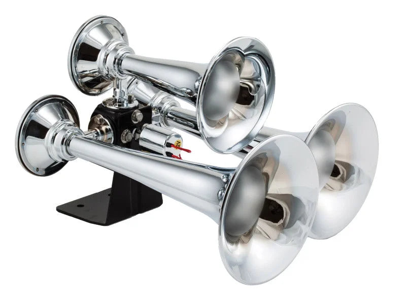 Kleinn Chrome Triple Horn/ 13.5In/11.75In/8.5In- Chrome-Plated High Impact ABS - Side View