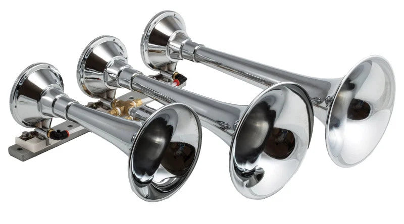Kleinn Chrome Triple Horn/ 14.75In/ 13In/9.5In - Chrome-Plated Spun Copper - Main Product View