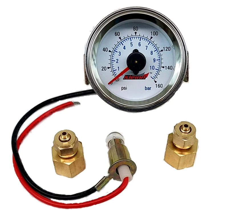 Kleinn Panel Mount/ Illuminated/ 160 PSI/ Dual Needle Air Pressure Gauge - Side View