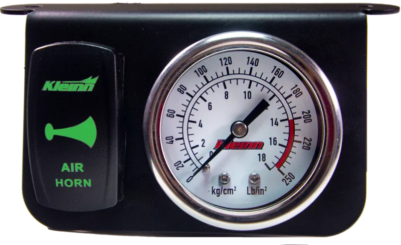 Kleinn Panel Mounted 160 PSI Gauge w/ an Illuminated GREEN Momentary Rocker Switch - Main Product View