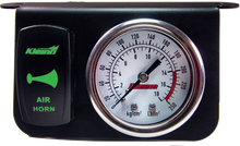 Load image into Gallery viewer, Kleinn Panel Mounted 160 PSI Gauge w/ an Illuminated GREEN Momentary Rocker Switch - Main Product View