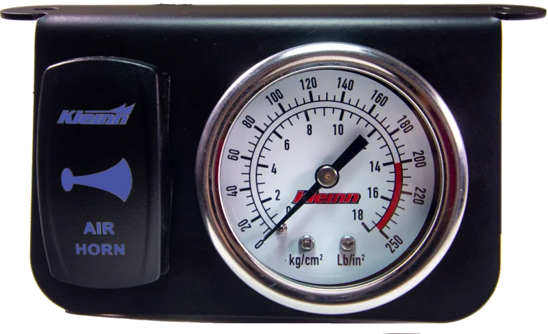 Kleinn Panel mounted 160 PSI gauge w/ an illuminated BLUE Momentary rocker switch - Main Product View