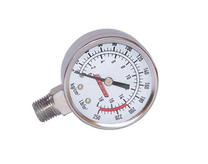 Kleinn Stem Mount Analog Chrome-Plated Air Gauge/ 0-250 PSI - 1/4In M NPT Inlet - Side View