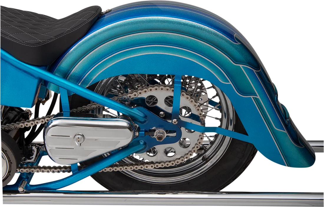 Klock Werks Benchmark 4" Stretched Rear Fender - Frenched - Steel - For Custom Application KWF-02-0400 - Installation View