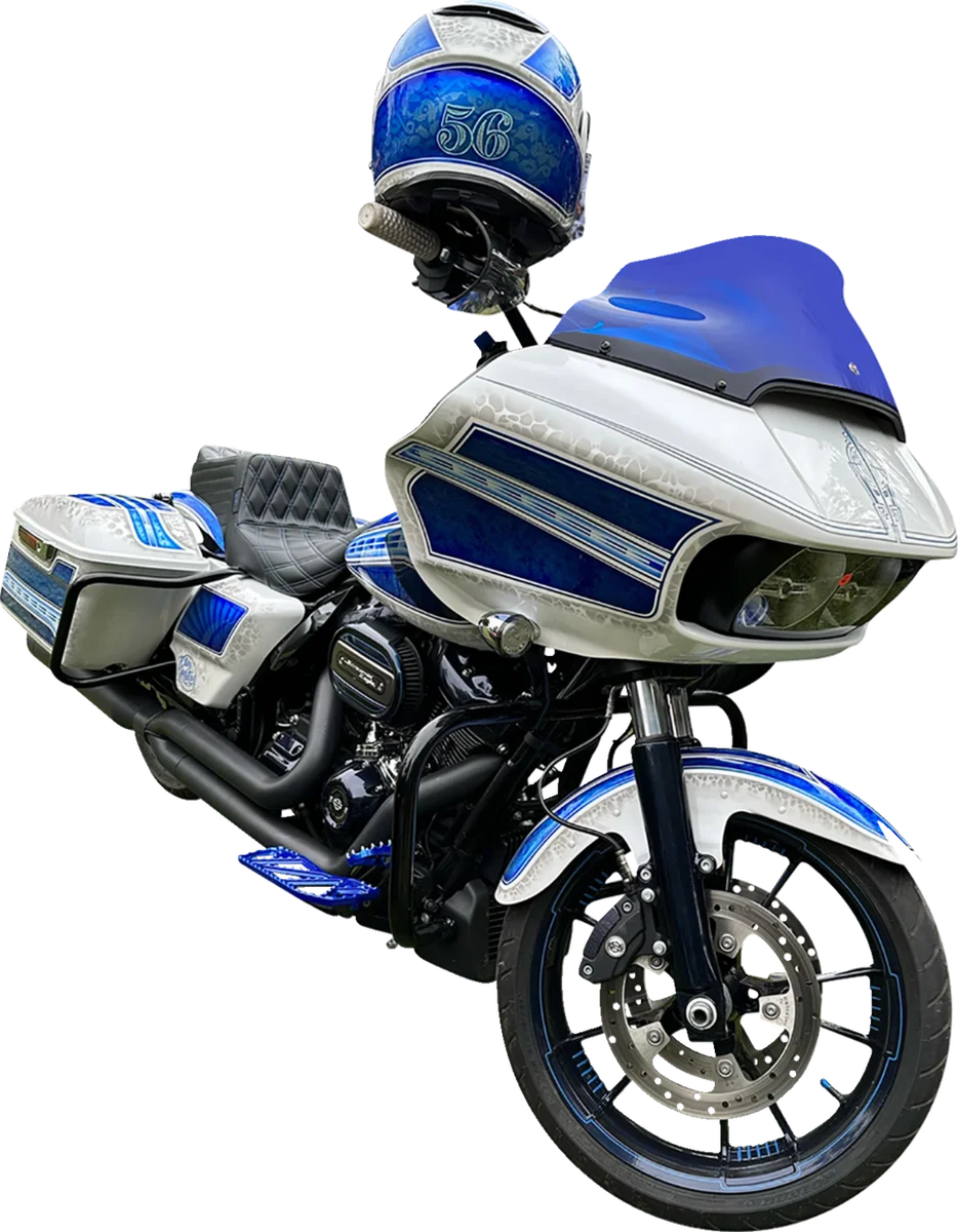 Klock Werks Kolor Flare™ Sport Windshield - 9" - Blue - FLTR KWW-01-0672 - Back View