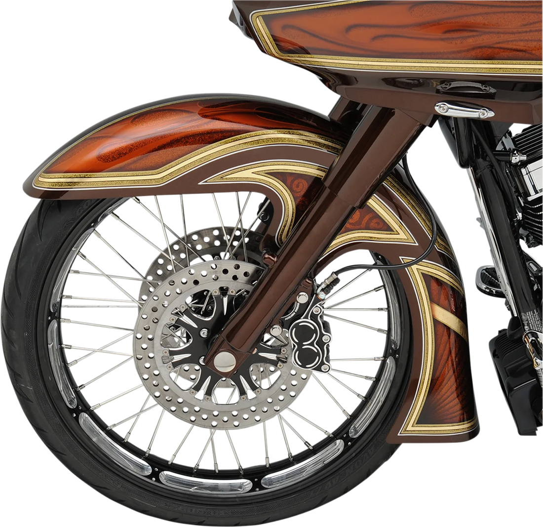 Klock Werks Level Front Fender Kit - For Raked Trees - Black - Steel - 23" KWF-01-0249 - Side View