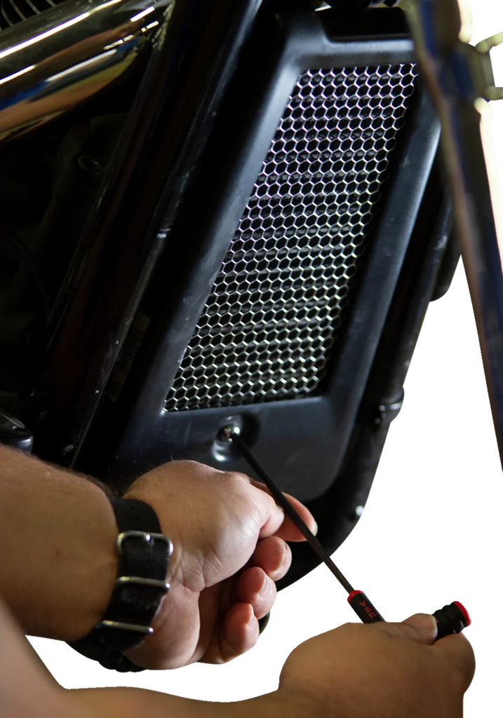 Klock Werks Oil Cooler Guard - Black - M8 Softail KWS-02-0616-B - Side View