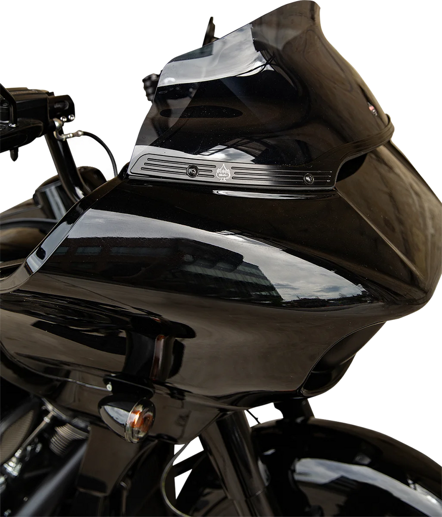 Klock Werks Windshield Trim - KERF - Black w Contrast Logo KWW-01-0574 - Back View