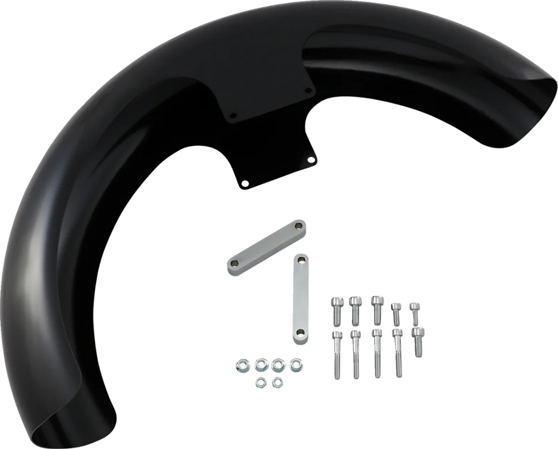 Klock Werks Wrapper Front Fender - Black - Steel - 21" KWF-04-0469 - Side View