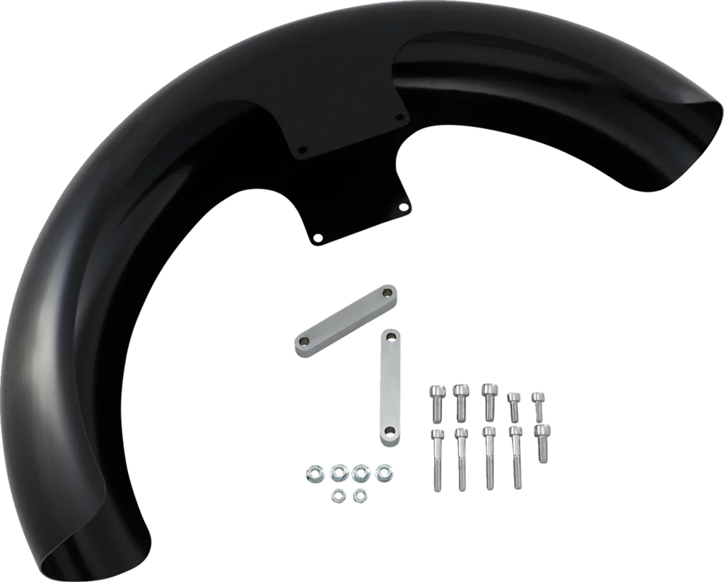 Klock Werks Wrapper Front Fender - Black - Steel - 21" KWF-04-0469 - Side View