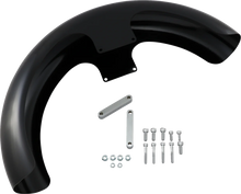 Load image into Gallery viewer, Klock Werks Wrapper Front Fender - Black - Steel - 21&quot; KWF-04-0469 - Side View