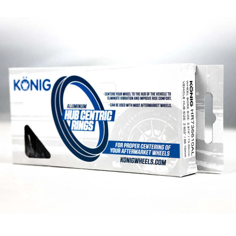 Konig Aluminum Hub Ring Set (4pcs) - 73.1mm O.D. / 66.1mm I.D. - Side View