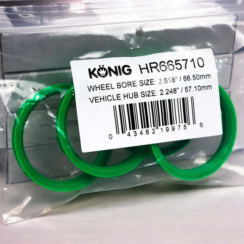 Konig Hub Ring Set (4pcs) - 66.5mm O.D. / 57.1mm I.D. - Side View