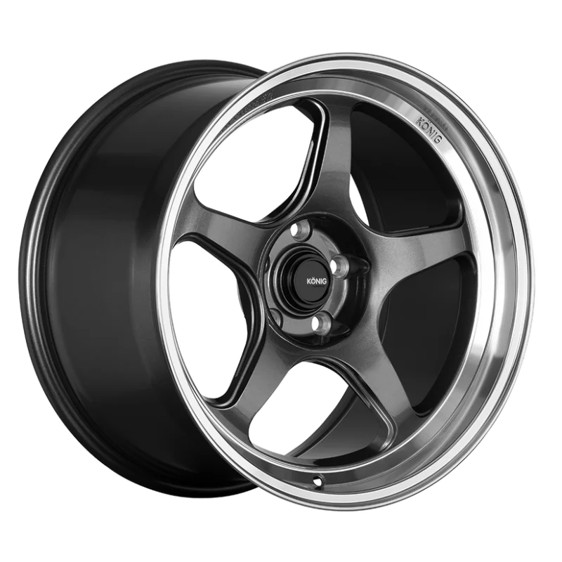 Konig Hyperspec 15x7 4x100 ET35 Anthracite Metallic Wheel w/ Mirror Machined Lip (Knurled Bead)