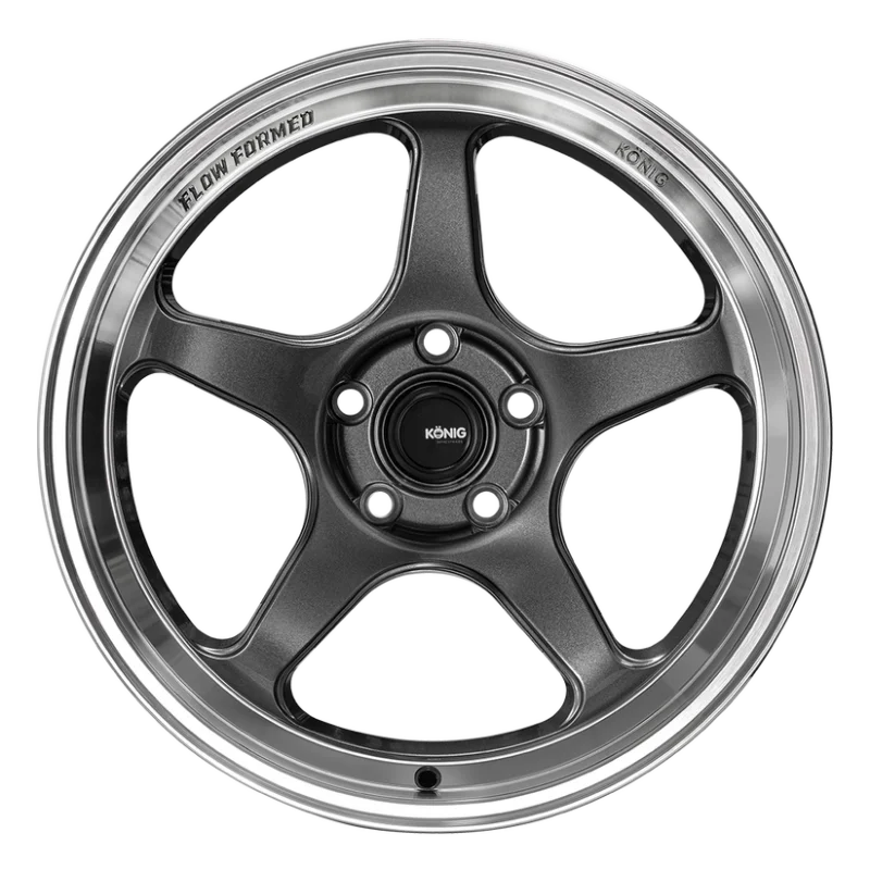 Konig Hyperspec 18x8 5X114.3 ET35 Anthracite Metallic Wheel w/ Mirror Machined Lip - Side View
