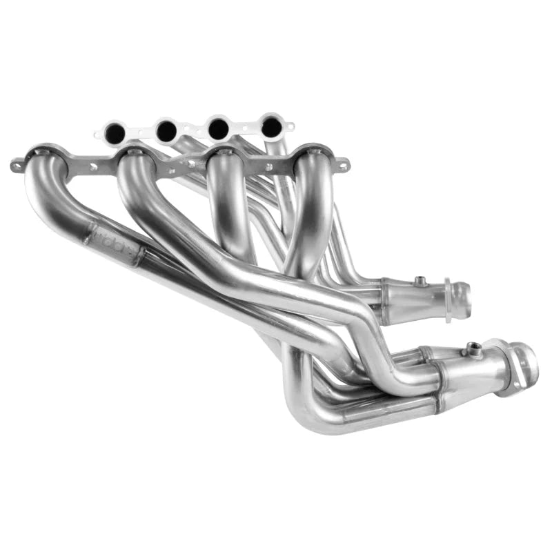 Kooks 04-07 Cadillac CTS-V 1 7/8in x 3in SS Longtube Headers and OEM SS Catted Connection Pipes - Side View