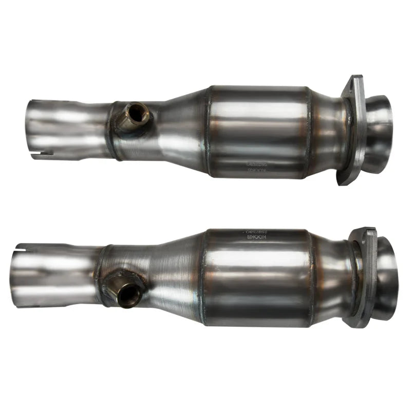 Kooks 04-07 Cadillac CTS-V 3in x 2 1/2in OEM SS Cat Conn. Pipes - Side View