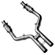Load image into Gallery viewer, Kooks 05-10 Ford Mustang GT Shelby GT Bullitt 1-5/8 x 2-1/2 (3V) Header &amp; Green Catted H-Pipe Kit - Back View