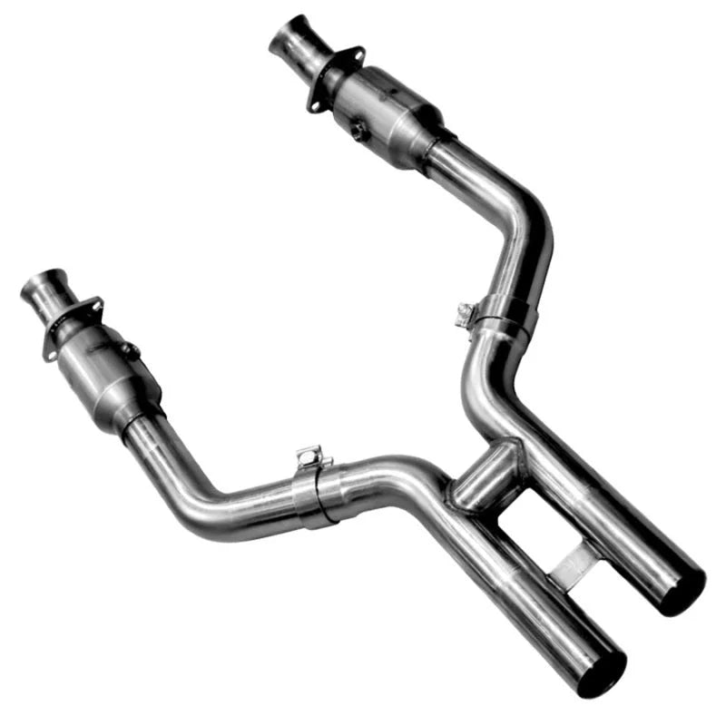 Kooks 05-10 Ford Mustang GT Shelby GT Bullitt 1-5/8 x 2-1/2 (3V) Header & Green Catted H-Pipe Kit - Back View