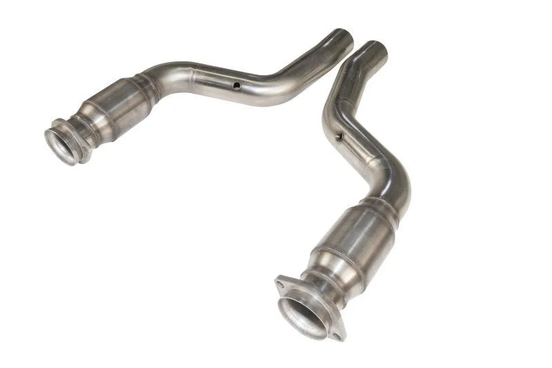 Kooks 08-15 Dodge Charger/Challenger SRT8 3in x OEM SS GREEN Catted Connection Pipes - Side View