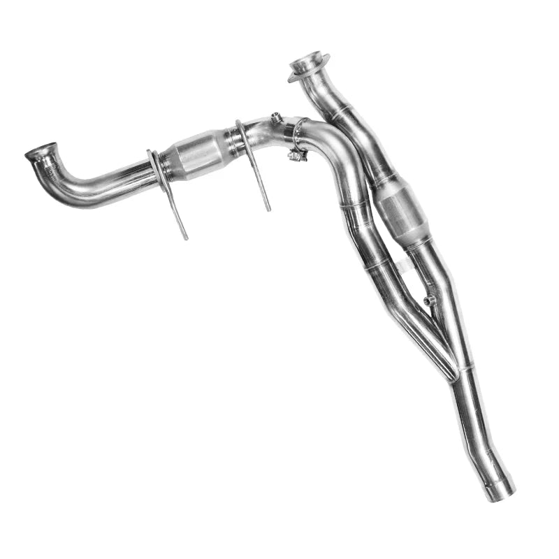 Kooks 10-14 Ford Raptor SVT 6.2L 4V ALL 3in SS OEM Exhaust GREEN Cat Y Pipe - Side View