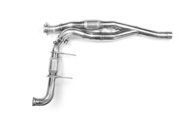 Kooks 10-14 Ford Raptor SVT 6.2L 4V ALL 3in SS OEM Exhaust GREEN Cat Y Pipe - Back View
