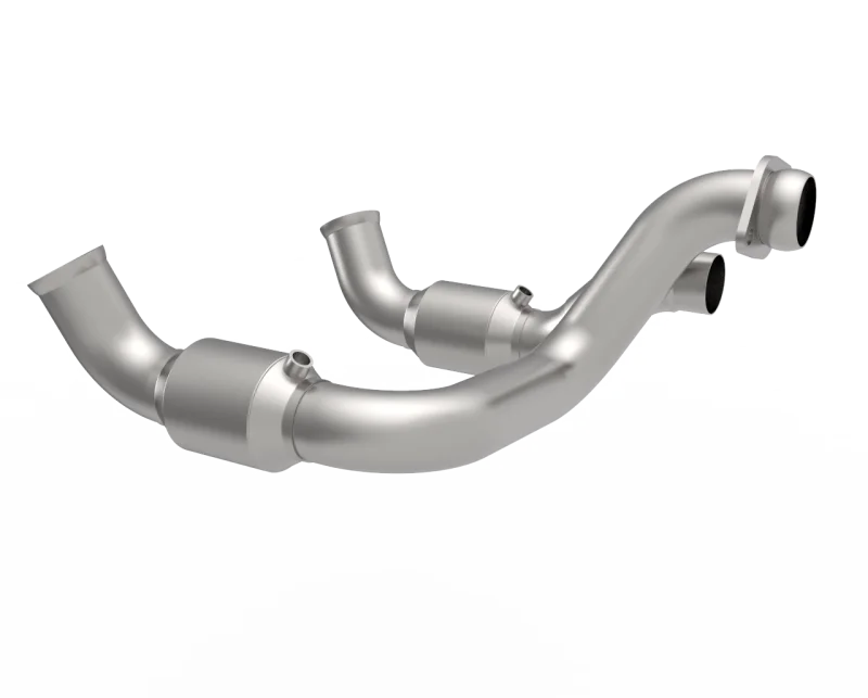 Kooks 20-22 Ford F250 7.3L V8 / Ford F350 7.3L V8 2in x 3in SS Headers w/ Green Catted Conn - Back View