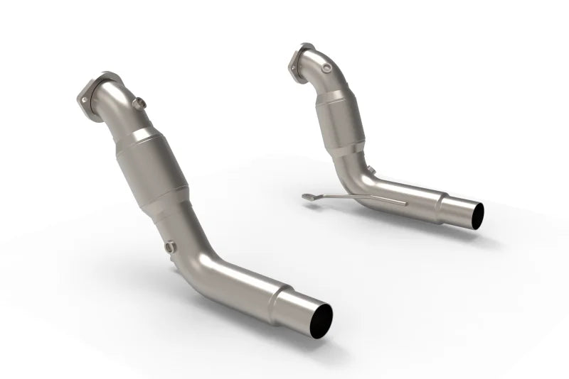 Kooks 20-24 Ford Exployer ST/Aviator 3in x 2-1/2in Stainless Steel GREEN Catted Downpipes - Detail View