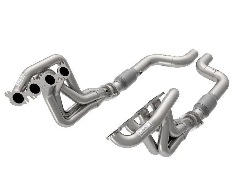 Kooks 2020 Mustang GT500 5.2L 2in x 3in SS Headers w/GREEN Catted Connection Pipe - Back View