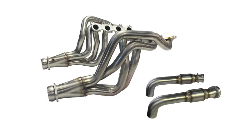 Kooks 2024 Mustang GT/D.H. 5.0L 4V 2in x 3in SS Headers w/ H.O Green Catted Connection Pipe - Side View