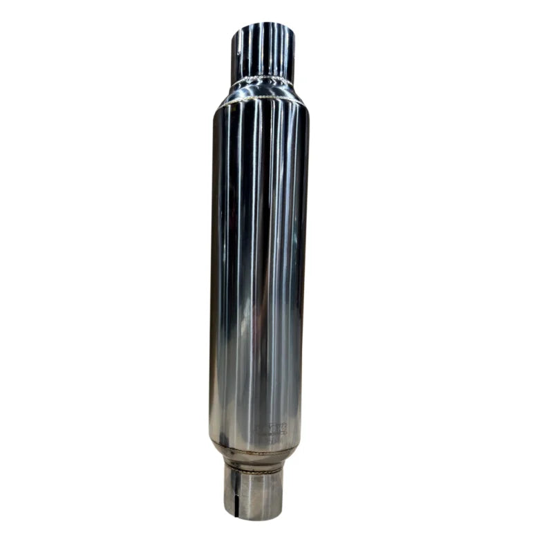 Kooks 2.5in Round Clamp In Muffler 14in Long Polished Stainless Steel - Detail View
