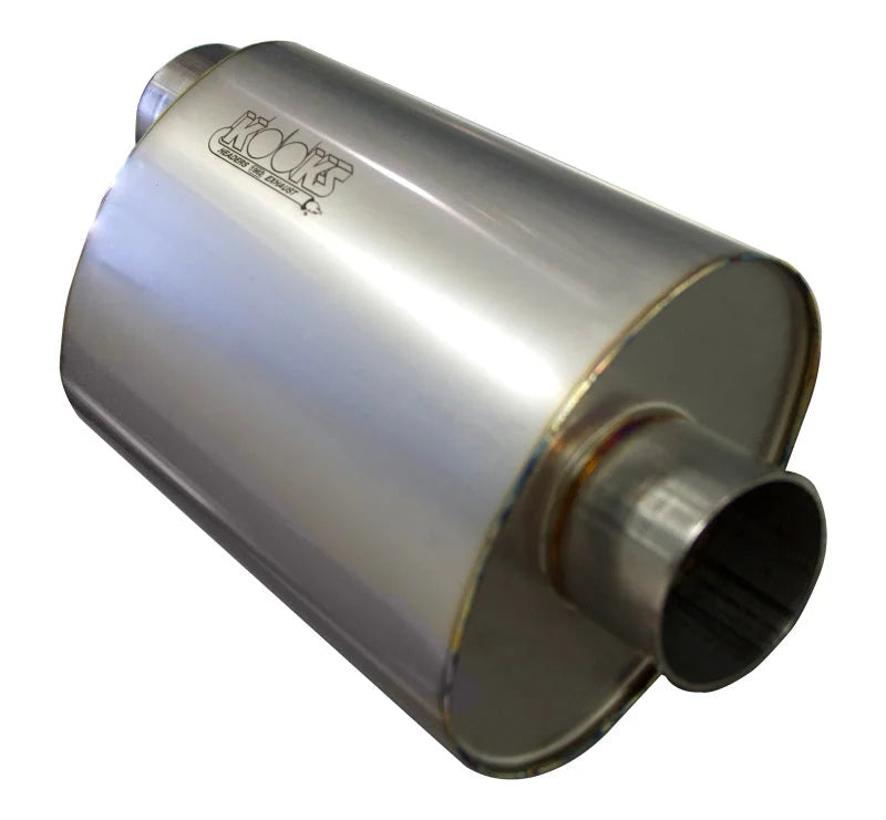 Kooks 3in Oval Center/Offset Muffler 12in Long Body Stainless Steel - Detail View