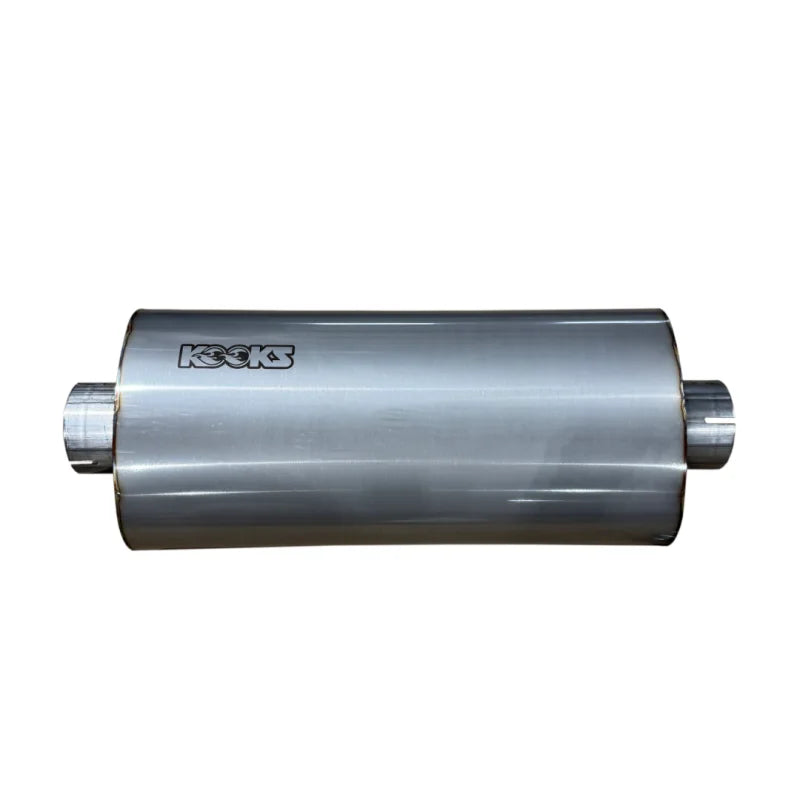 Kooks 3in Oval Clamp In Center/Center Muffler 18in Long Body Polished Stainless Steel - Detail View