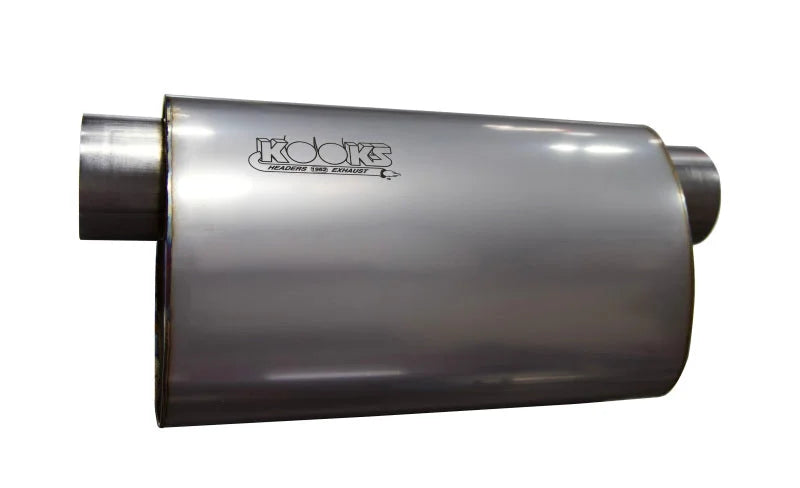 Kooks 3in Oval Offset/Offset (Same Side) Muffler 14in Long Body Stainless Steel - Main Product View