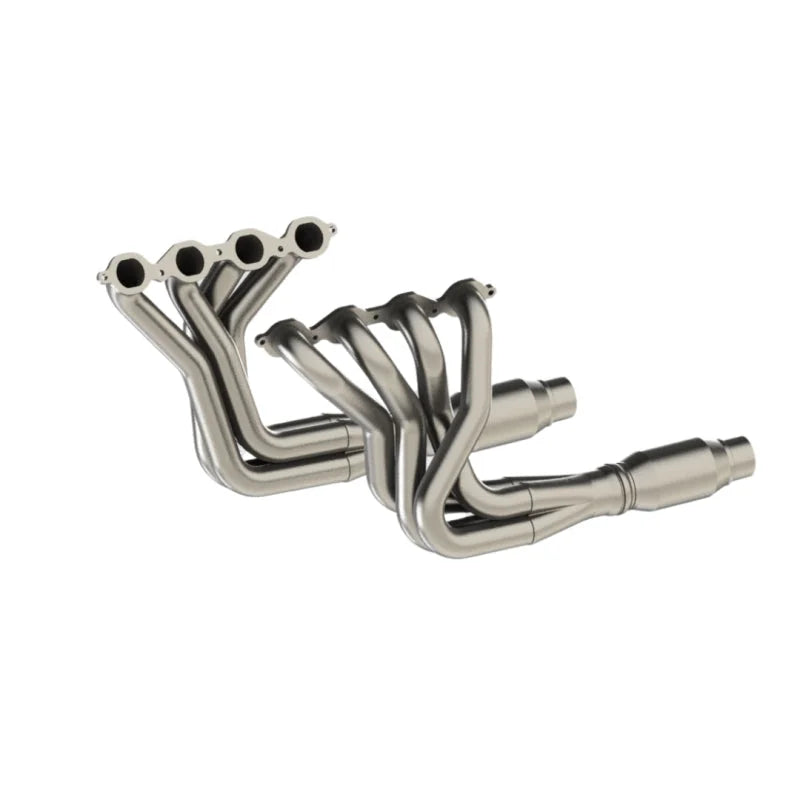 Kooks 67-69 Chevrolet Camaro Firebird 1-7/8in x 3in LT Swap Header w/ Green Catted Connection Pipes - Detail View