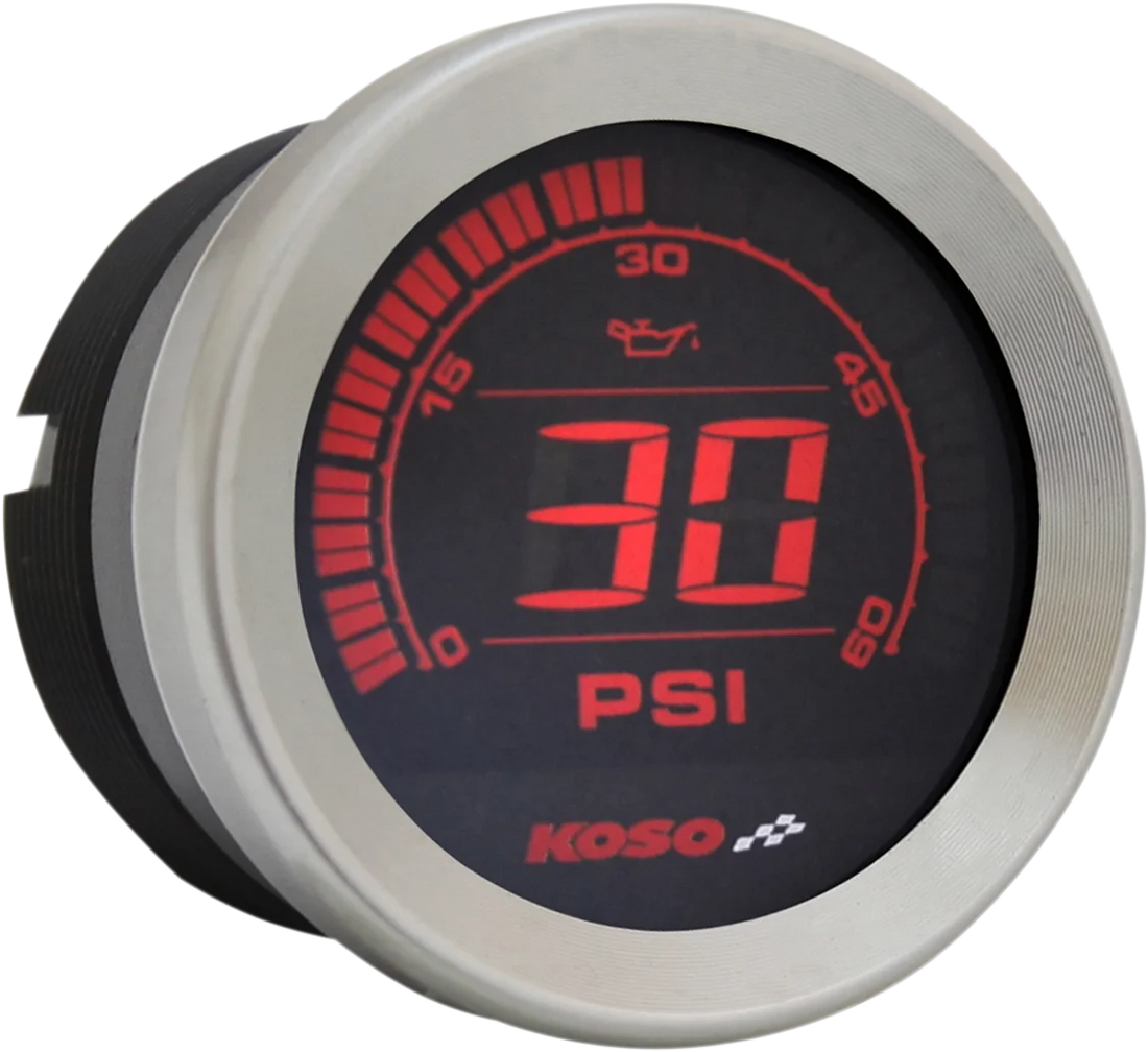 Koso North America 2" Oil Pressure Gauge - Chrome BA050410 - Side View